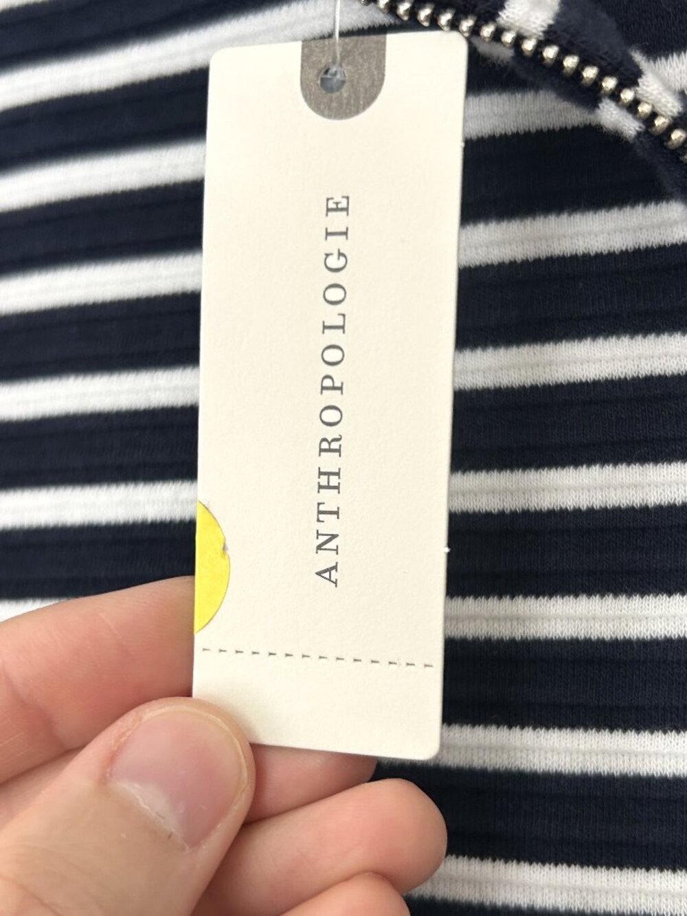 Anthropologie Seen Worn Kept Dress Womens 8 Navy White Striped Hooded Zip Knit - Picture 5 of 10